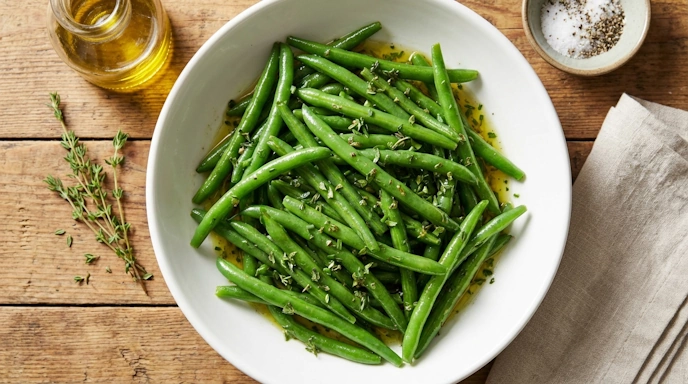 Ensalada de porotos verdes con aliño de hierbas frescas