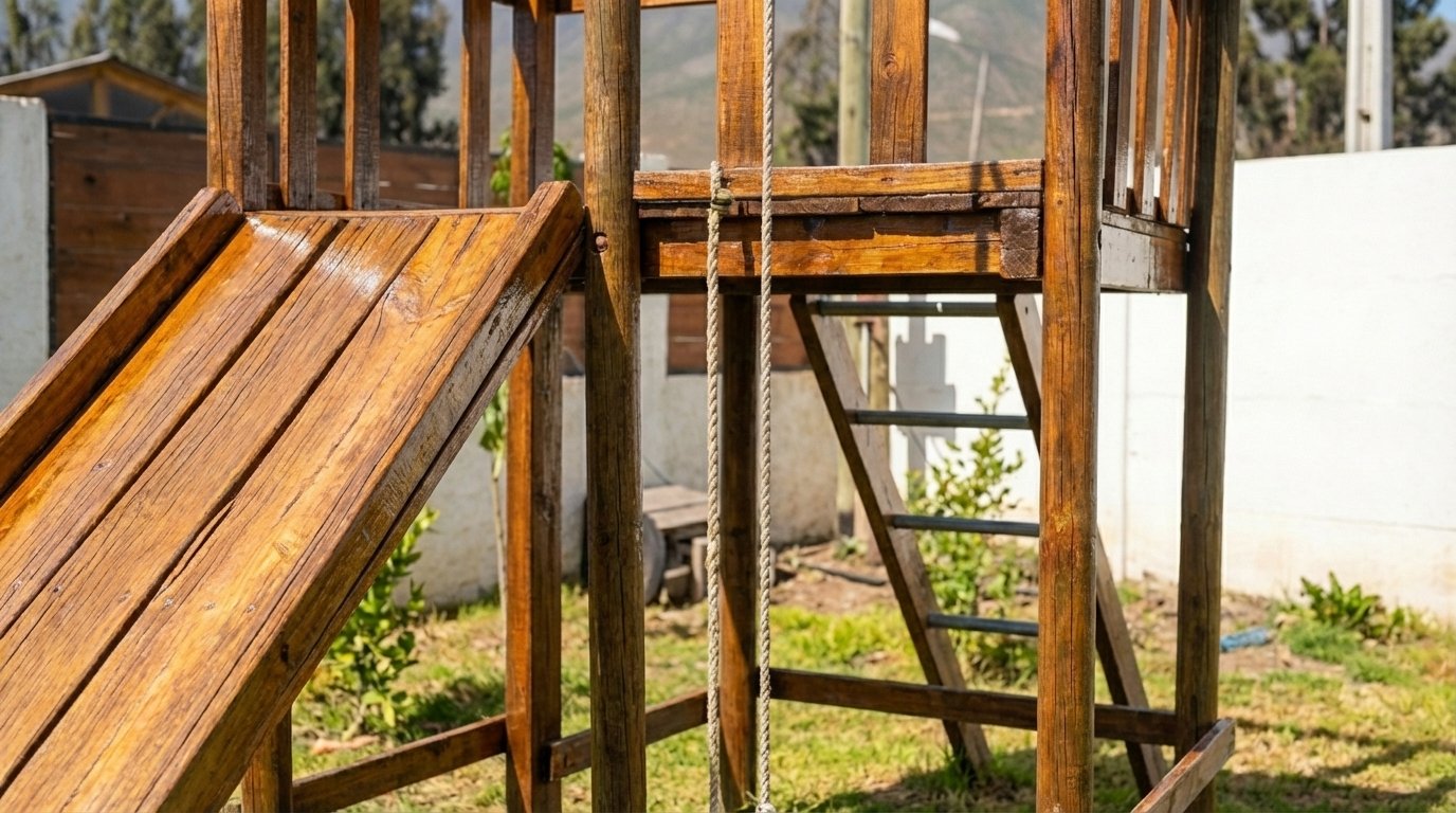 Juegos infantiles de madera en El Refugio de Gabriela